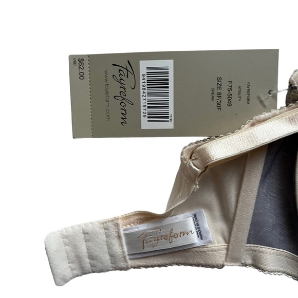 NWT Fayreform Vitality Sheer Lace Bra in Cream Lined with Gray/Purple UK 30F - Picture 5 of 10